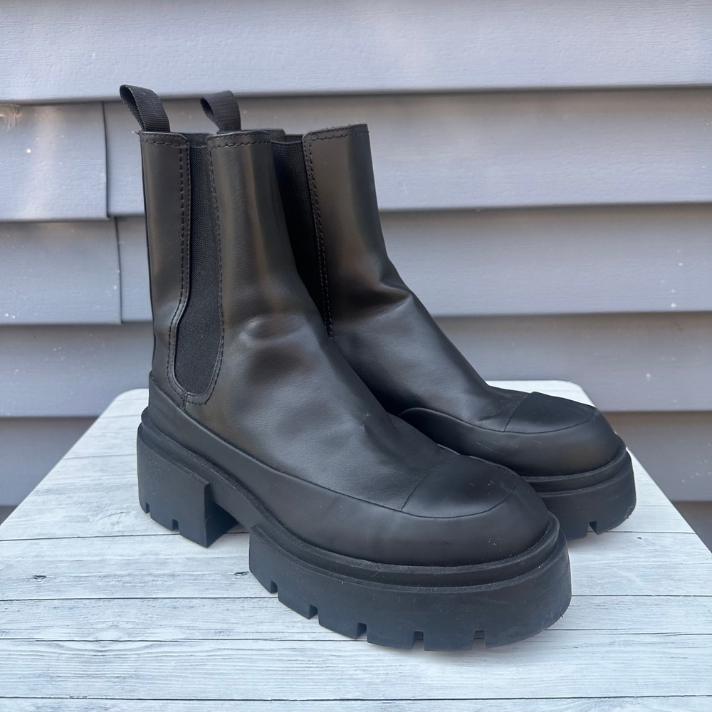 H&M Black Chunky Platform Chelsea Boots Women's Size 10 Lug Sole Ankle Boots